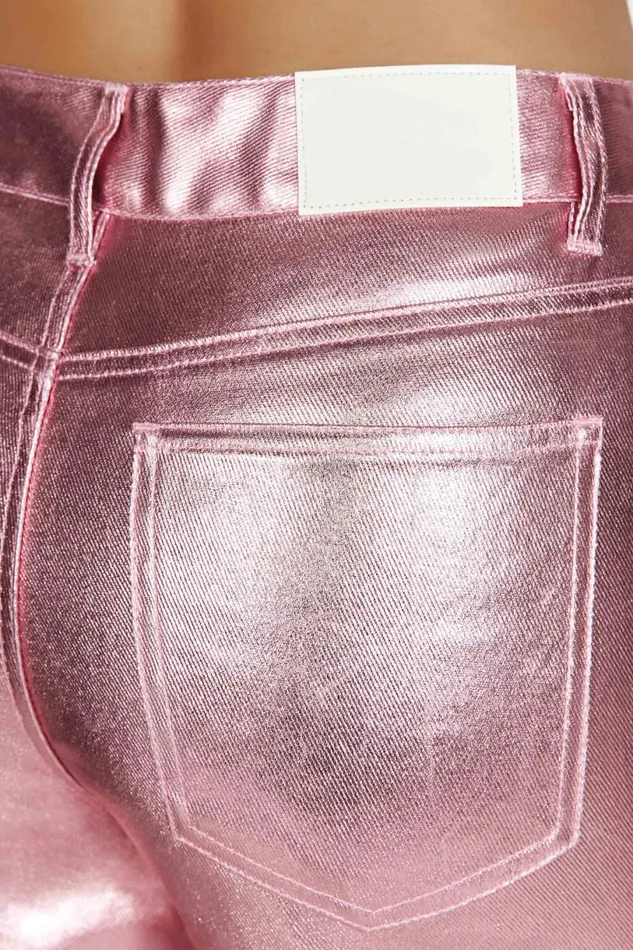 Meshki Denim Women Minnie Metallic Straight Jean 8211 Metallic Pink Metallicpink