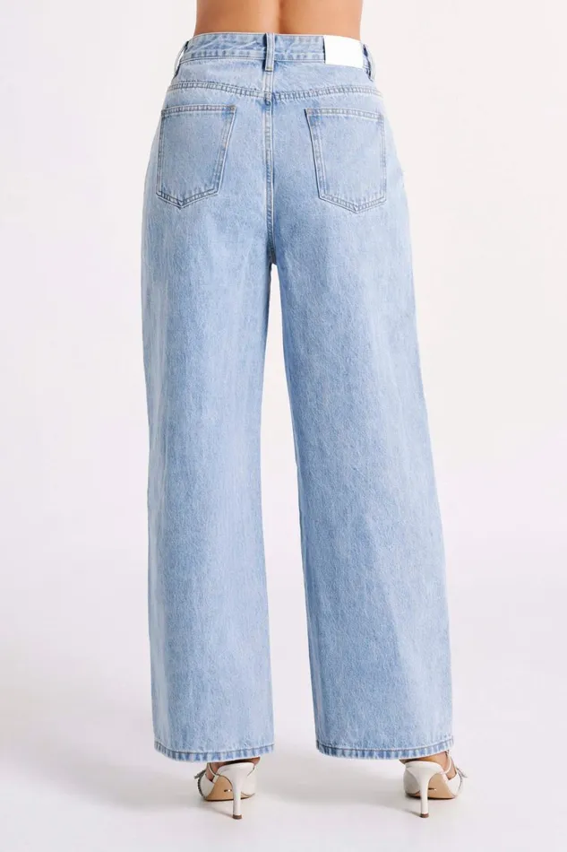 Meshki Denim Women Raven Baggy Jeans 8211 Mid Blue Wash Midbluewash