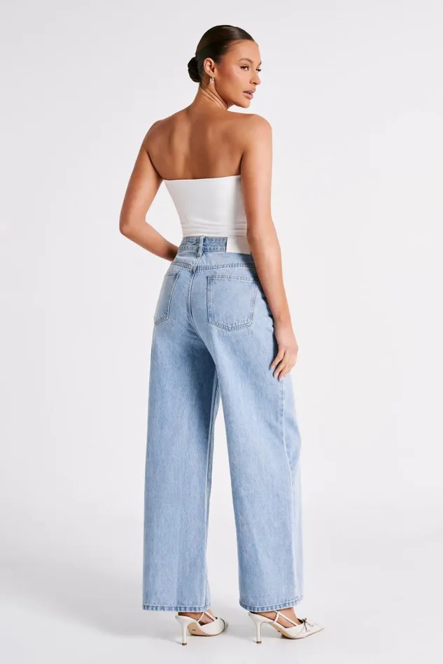 Meshki Denim Women Raven Baggy Jeans 8211 Mid Blue Wash Midbluewash