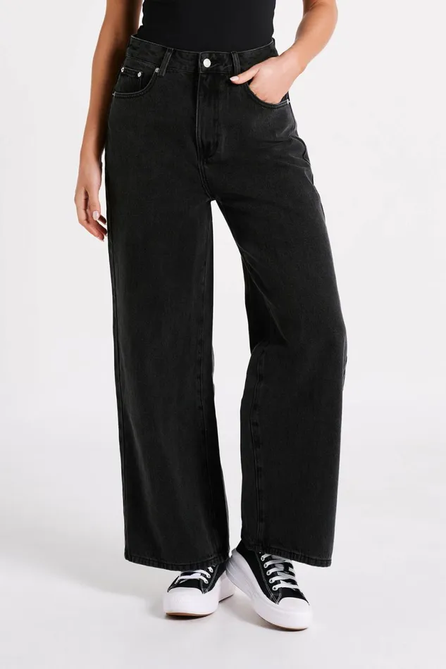 Meshki Denim Women Raven Baggy Jeans 8211 Washed Black Washedblack