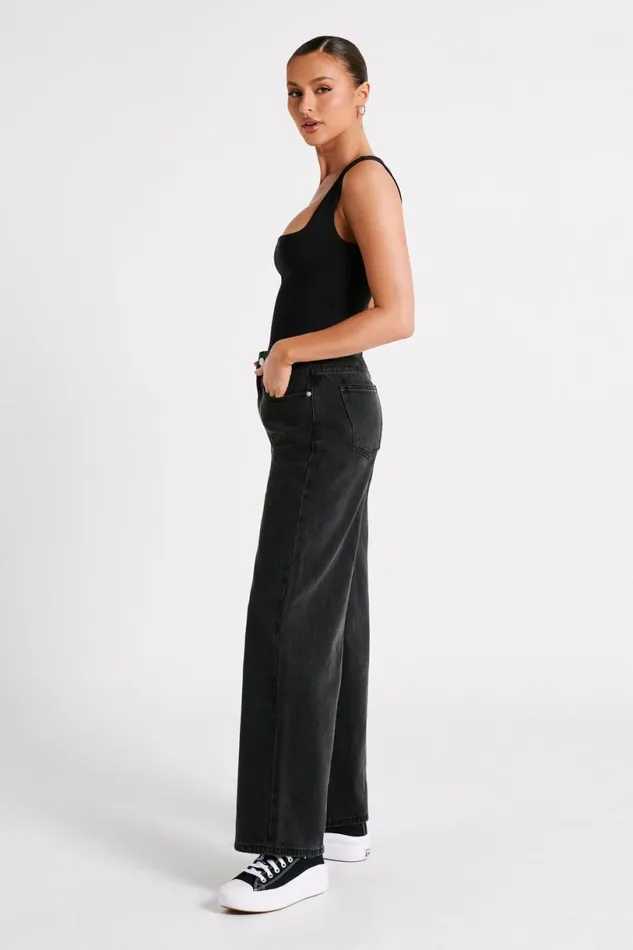 Meshki Denim Women Raven Baggy Jeans 8211 Washed Black Washedblack Meshki Denim Women Raven Baggy Jeans 8211 Washed Black Washedblack