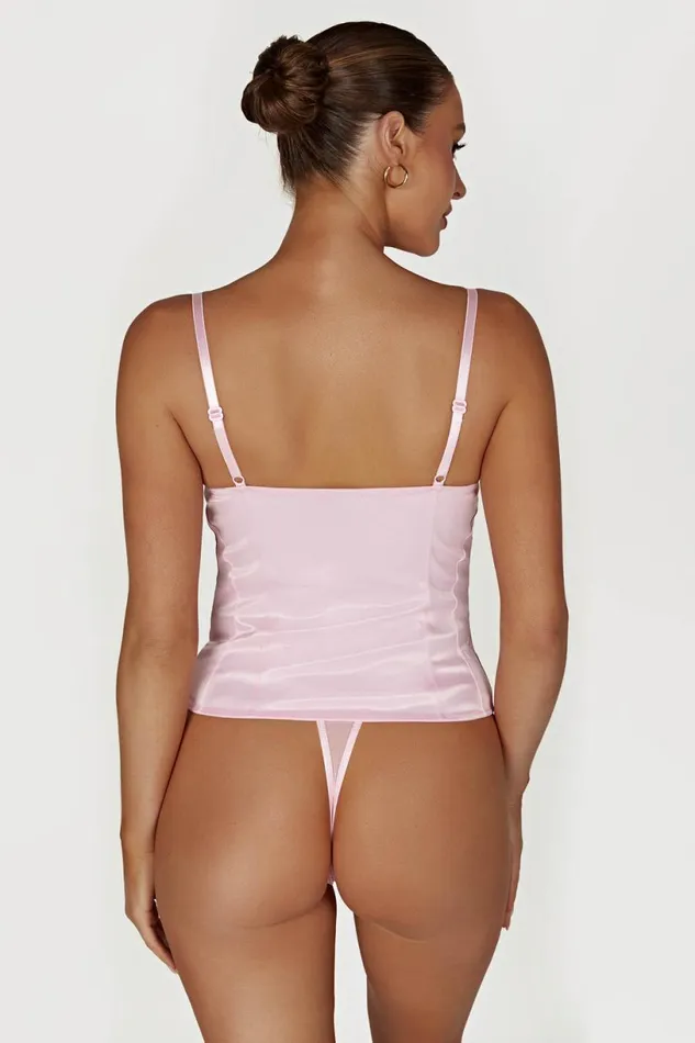 Meshki Intimates Women Claudia Lace Satin Bustier Corset 8211 Pink Pink