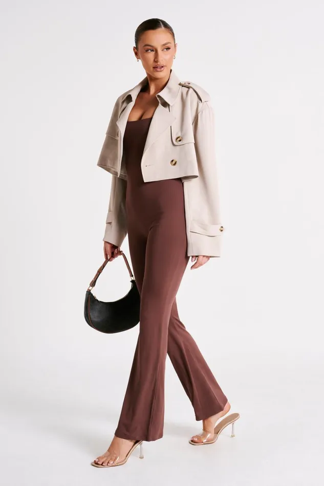 Meshki Jumpsuits and Rompers Women Adelaide Recycled Nylon Jumpsuit 8211 Mocha Mocha