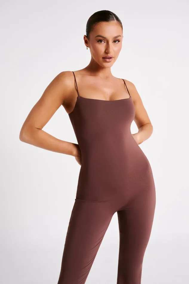 Meshki Jumpsuits and Rompers Women Adelaide Recycled Nylon Jumpsuit 8211 Mocha Mocha