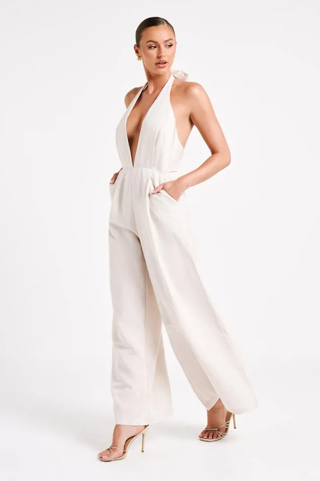 Meshki Jumpsuits and Rompers Women Blanca Linen Halter Jumpsuit 8211 Natural Natural Meshki Jumpsuits and Rompers Women Blanca Linen Halter Jumpsuit 8211 Natural Natural