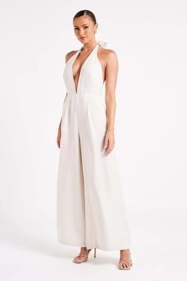 Meshki Jumpsuits and Rompers Women Blanca Linen Halter Jumpsuit 8211 Natural Natural Meshki Jumpsuits and Rompers Women Blanca Linen Halter Jumpsuit 8211 Natural Natural