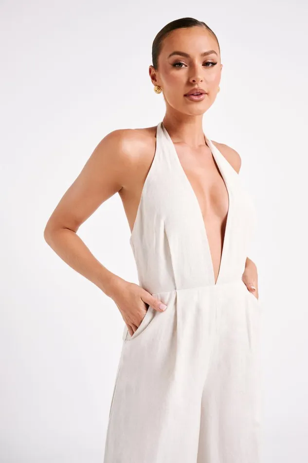 Meshki Jumpsuits and Rompers Women Blanca Linen Halter Jumpsuit 8211 Natural Natural Meshki Jumpsuits and Rompers Women Blanca Linen Halter Jumpsuit 8211 Natural Natural