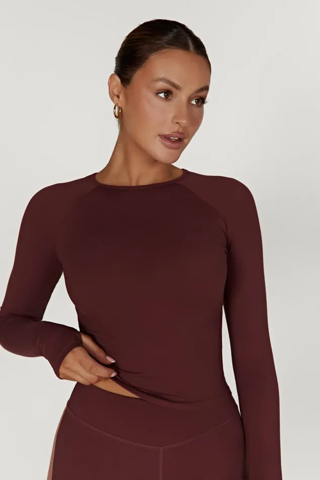 Meshki Long Sleeve Tops Women Venus Long Sleeve Top 8211 Mahogany Mahogany