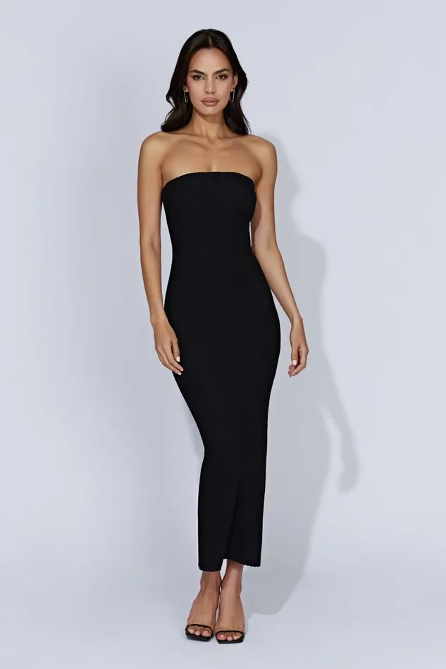 Meshki Maternity Dresses Women Imani Strapless Knit Maxi Dress 8211 Black Black