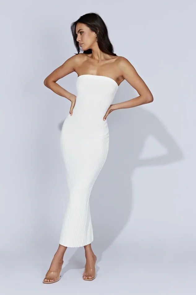 Meshki Maternity Dresses Women Imani Strapless Knit Maxi Dress 8211 White White Meshki Maternity Dresses Women Imani Strapless Knit Maxi Dress 8211 White White