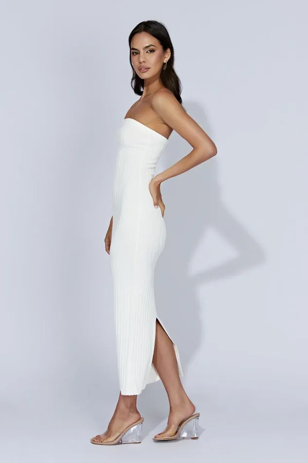 Meshki Maternity Dresses Women Imani Strapless Knit Maxi Dress 8211 White White