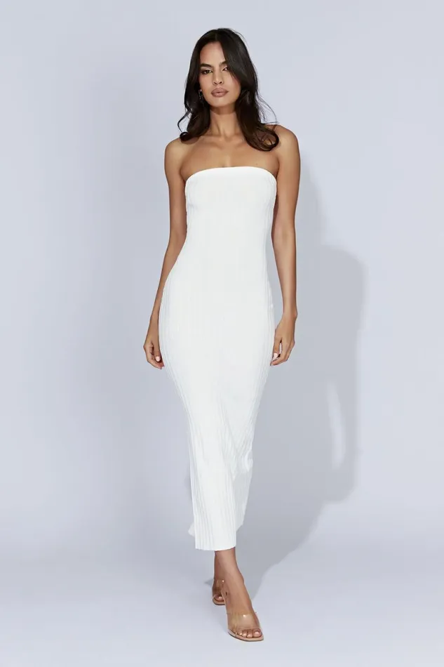 Meshki Maternity Dresses Women Imani Strapless Knit Maxi Dress 8211 White White