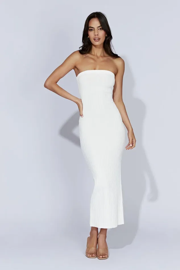 Meshki Maternity Dresses Women Imani Strapless Knit Maxi Dress 8211 White White