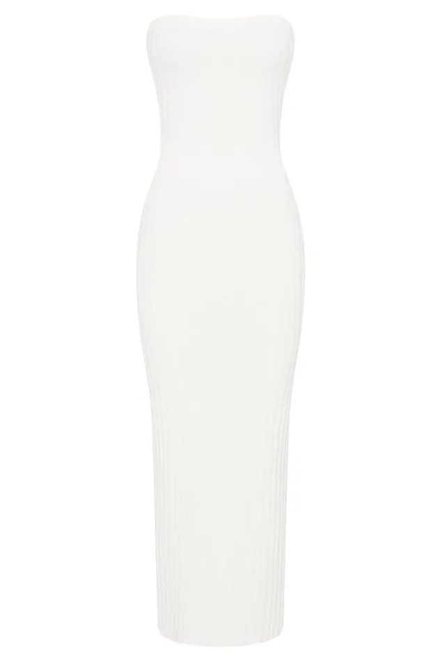Meshki Maternity Dresses Women Imani Strapless Knit Maxi Dress 8211 White White