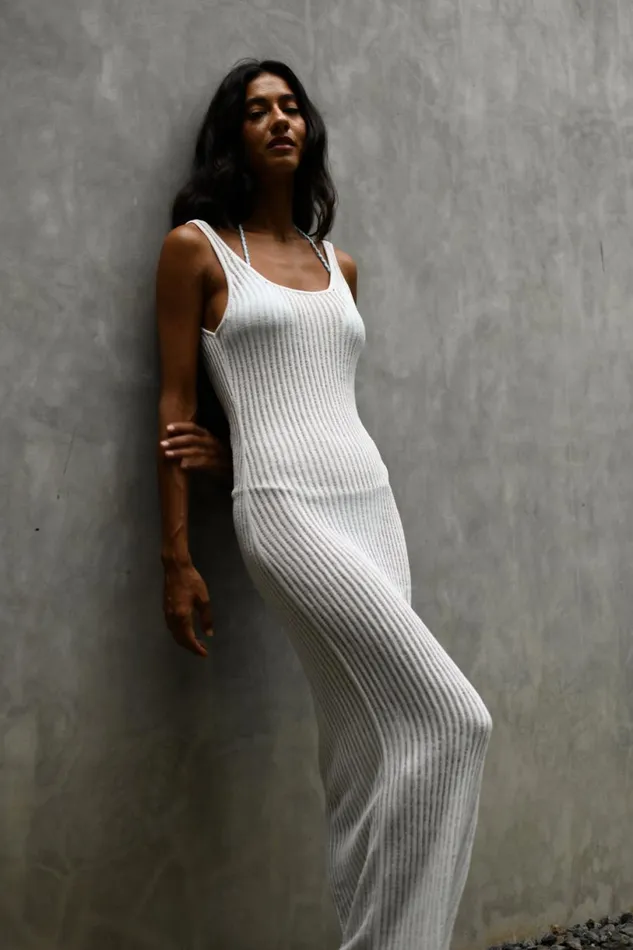 Meshki Maxi Dresses Women Abbey Ladder Knit Cowl Maxi Dress 8211 White White Meshki Maxi Dresses Women Abbey Ladder Knit Cowl Maxi Dress 8211 White White