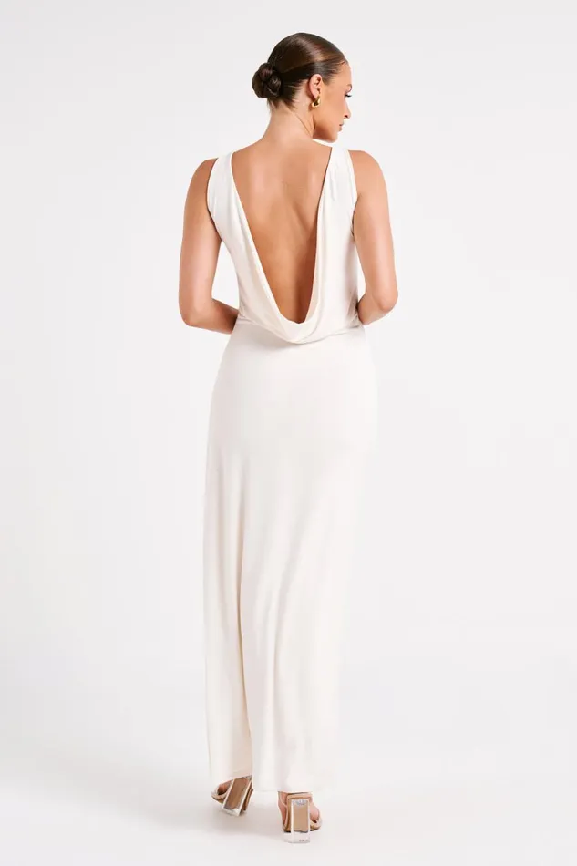 Meshki Maxi Dresses Women Alika Draped Front Maxi Dress 8211 Ivory Ivory