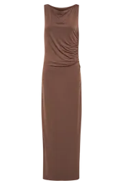 Meshki Maxi Dresses Women Alika Draped Front Maxi Dress 8211 Mocha Mocha