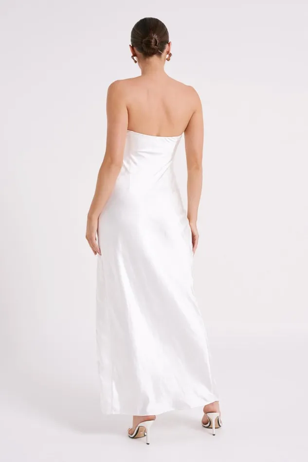 Meshki Maxi Dresses Women Aminah Draped Strapless Maxi Dress 8211 Ivory Ivory