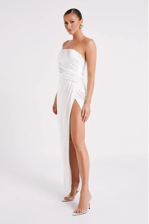 Meshki Maxi Dresses Women Aminah Draped Strapless Maxi Dress 8211 Ivory Ivory