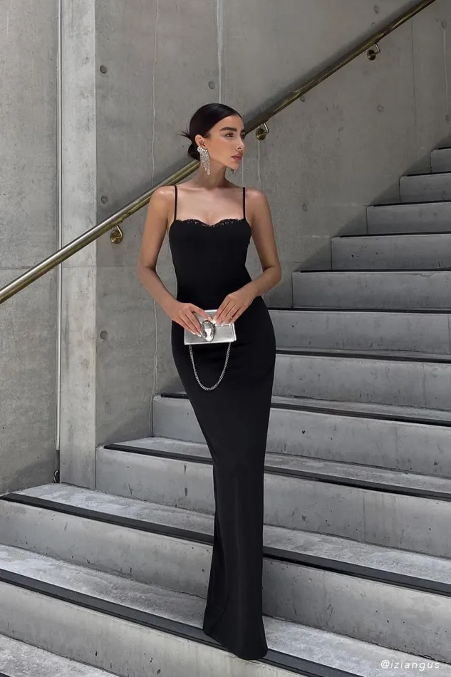 Meshki Maxi Dresses Women Amorette Lace Trim Maxi Dress 8211 Black Black