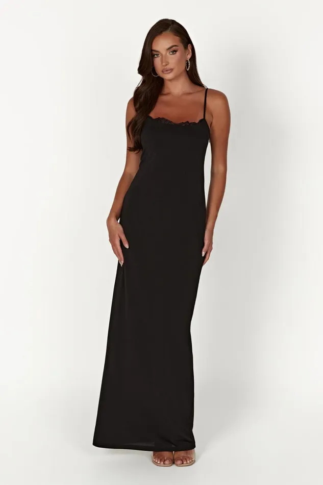 Meshki Maxi Dresses Women Amorette Lace Trim Maxi Dress 8211 Black Black