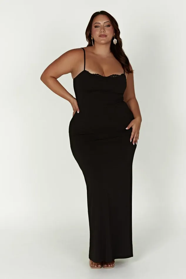 Meshki Maxi Dresses Women Amorette Lace Trim Maxi Dress 8211 Black Black