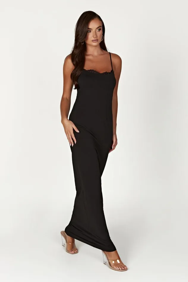 Meshki Maxi Dresses Women Amorette Lace Trim Maxi Dress 8211 Black Black