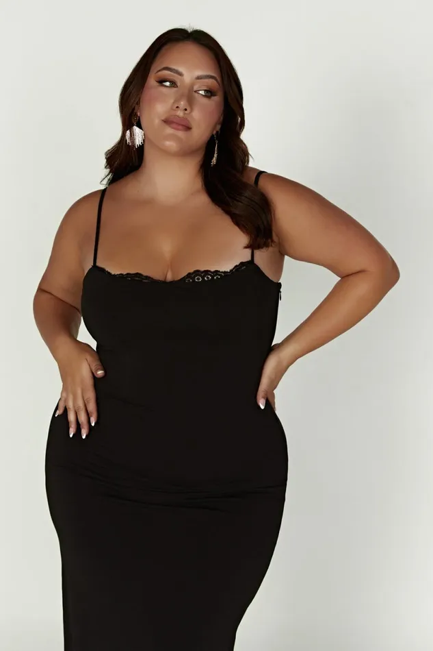 Meshki Maxi Dresses Women Amorette Lace Trim Maxi Dress 8211 Black Black