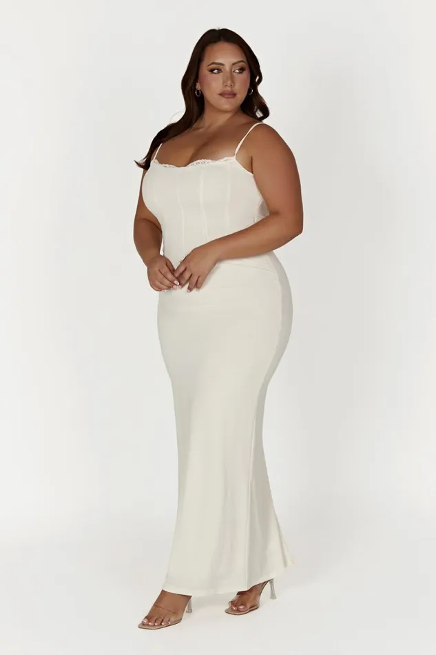 Meshki Maxi Dresses Women Amorette Lace Trim Maxi Dress 8211 Bone Bone