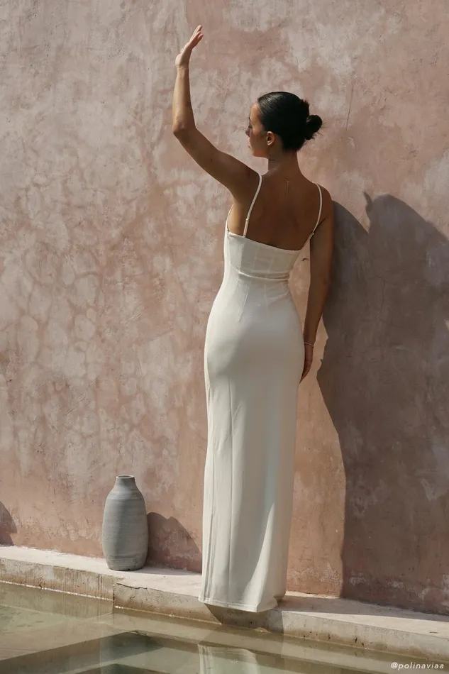 Meshki Maxi Dresses Women Amorette Lace Trim Maxi Dress 8211 Bone Bone