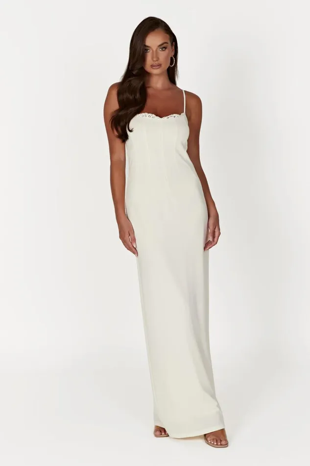 Meshki Maxi Dresses Women Amorette Lace Trim Maxi Dress 8211 Bone Bone