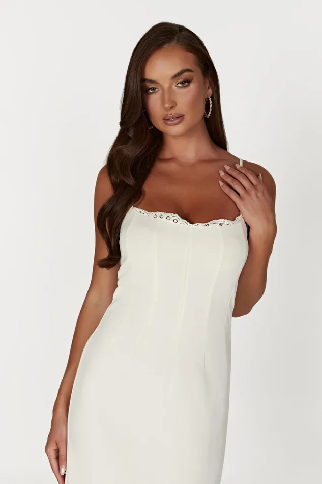 Meshki Maxi Dresses Women Amorette Lace Trim Maxi Dress 8211 Bone Bone