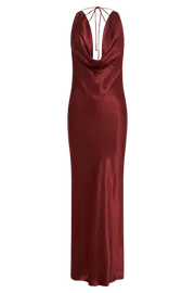 Meshki Maxi Dresses Women Angelique Satin Cowl Back Maxi Dress 8211 Berry Berry