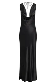 Meshki Maxi Dresses Women Angelique Satin Cowl Back Maxi Dress 8211 Black Black