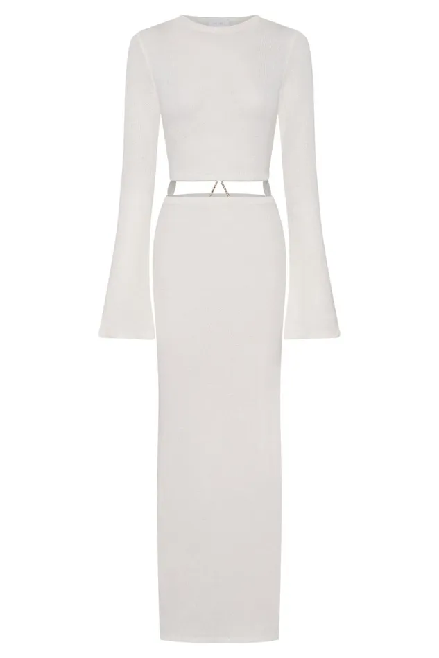 Meshki Maxi Dresses Women Anna Flare Sleeve Knit Dress 8211 Cream Cream Meshki Maxi Dresses Women Anna Flare Sleeve Knit Dress 8211 Cream Cream