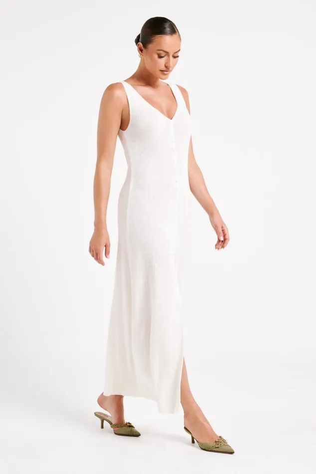Meshki Maxi Dresses Women Antonia Buttoned Knit Maxi Dress 8211 White White Meshki Maxi Dresses Women Antonia Buttoned Knit Maxi Dress 8211 White White