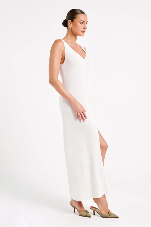 Meshki Maxi Dresses Women Antonia Buttoned Knit Maxi Dress 8211 White White Meshki Maxi Dresses Women Antonia Buttoned Knit Maxi Dress 8211 White White