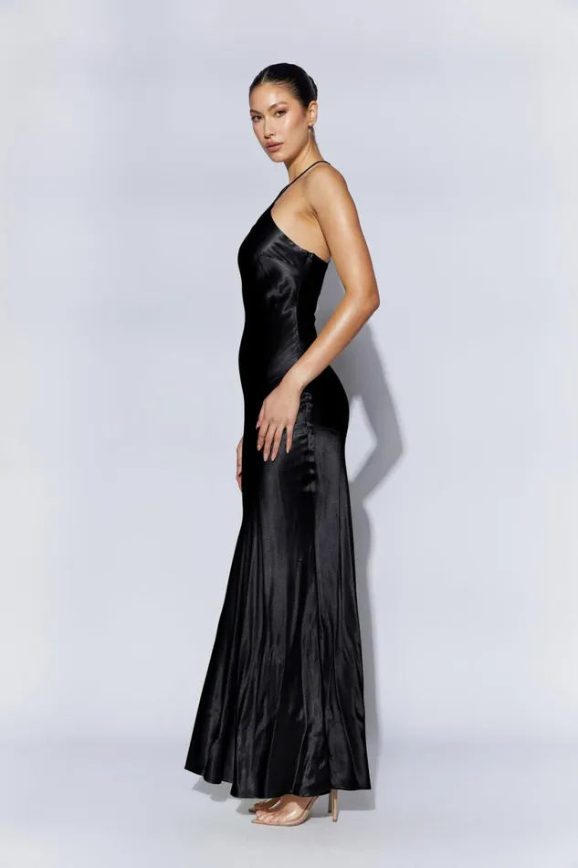 Meshki Maxi Dresses Women Avery Satin Maxi Halter Dress 8211 Black Black