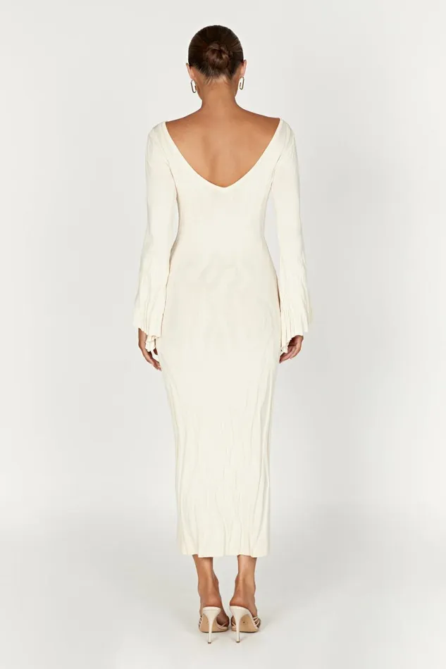 Meshki Maxi Dresses Women Brinley Long Sleeve Knit Maxi Dress 8211 Ivory Ivory