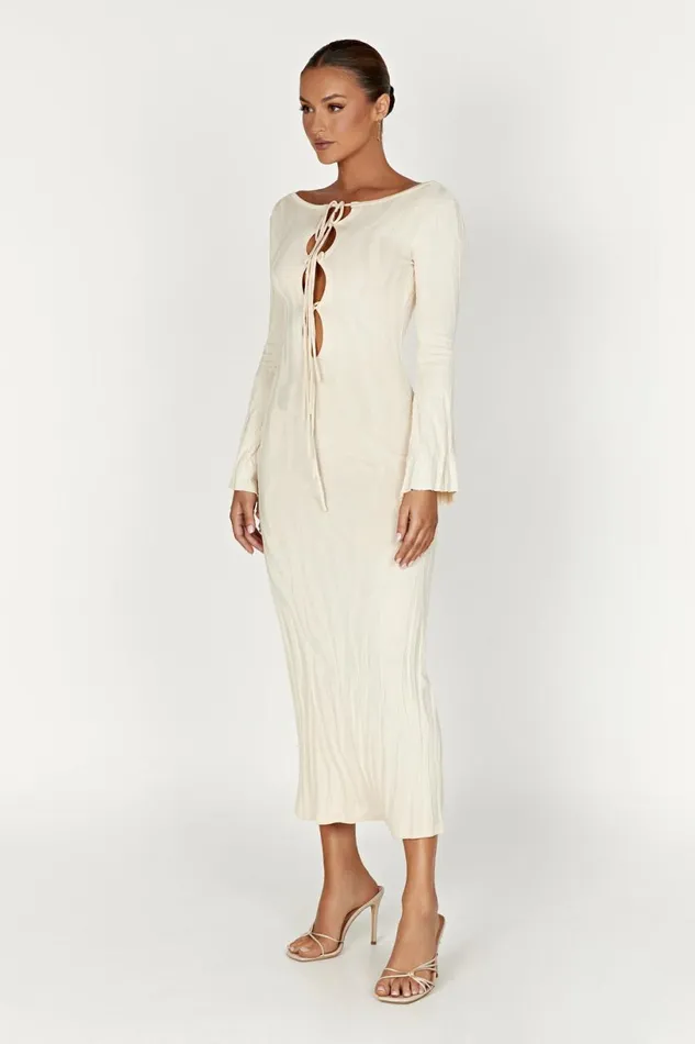 Meshki Maxi Dresses Women Brinley Long Sleeve Knit Maxi Dress 8211 Ivory Ivory