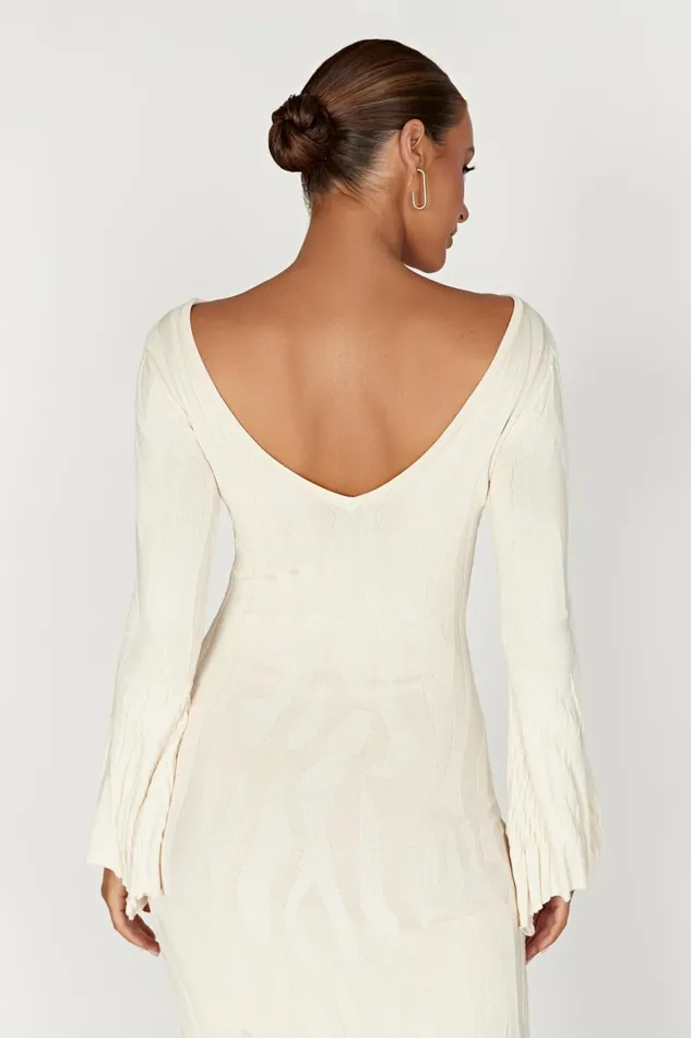 Meshki Maxi Dresses Women Brinley Long Sleeve Knit Maxi Dress 8211 Ivory Ivory