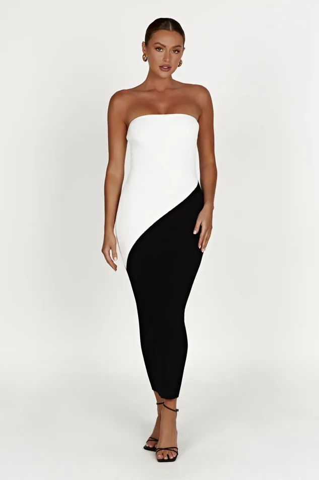 Meshki Maxi Dresses Women Bristol Two Tone Knit Maxi Dress 8211 Black Black