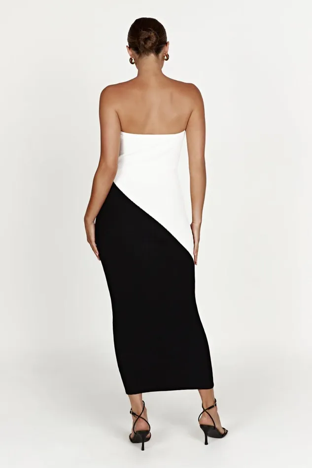 Meshki Maxi Dresses Women Bristol Two Tone Knit Maxi Dress 8211 Black Black