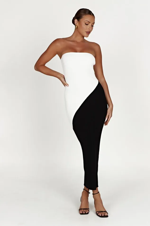 Meshki Maxi Dresses Women Bristol Two Tone Knit Maxi Dress 8211 Black Black