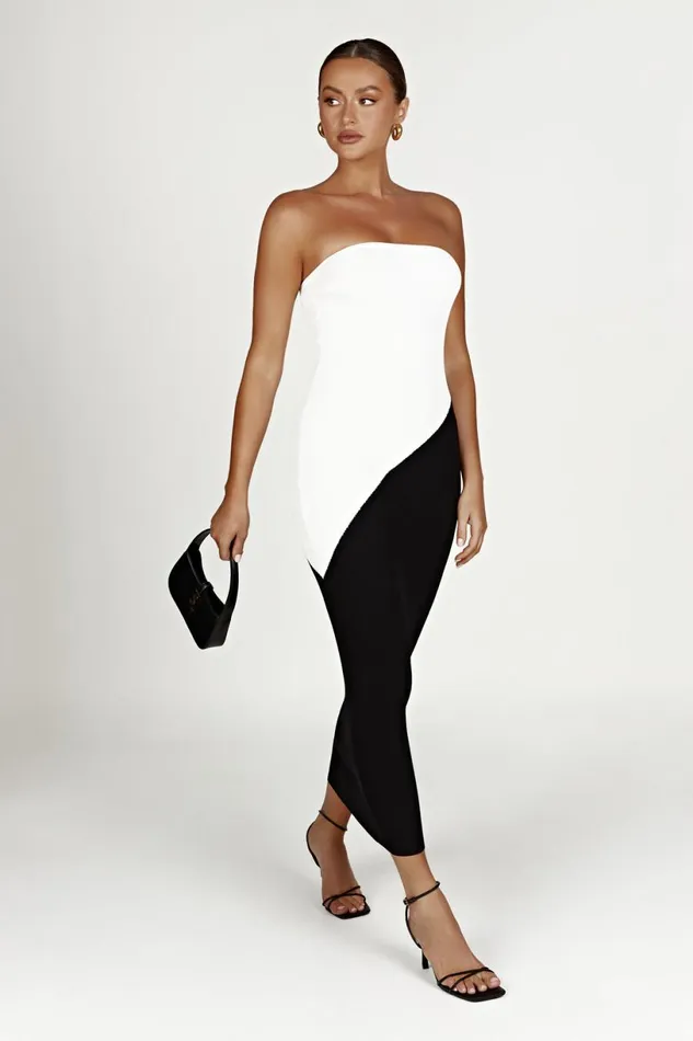 Meshki Maxi Dresses Women Bristol Two Tone Knit Maxi Dress 8211 Black Black