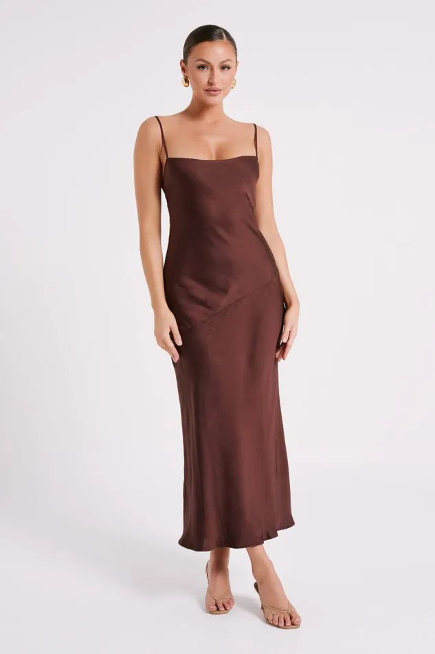 Meshki Maxi Dresses Women Brynlee Low Back Satin Maxi Dress 8211 Dark Chocolate Darkchocolate Meshki Maxi Dresses Women Brynlee Low Back Satin Maxi Dress 8211 Dark Chocolate Darkchocolate