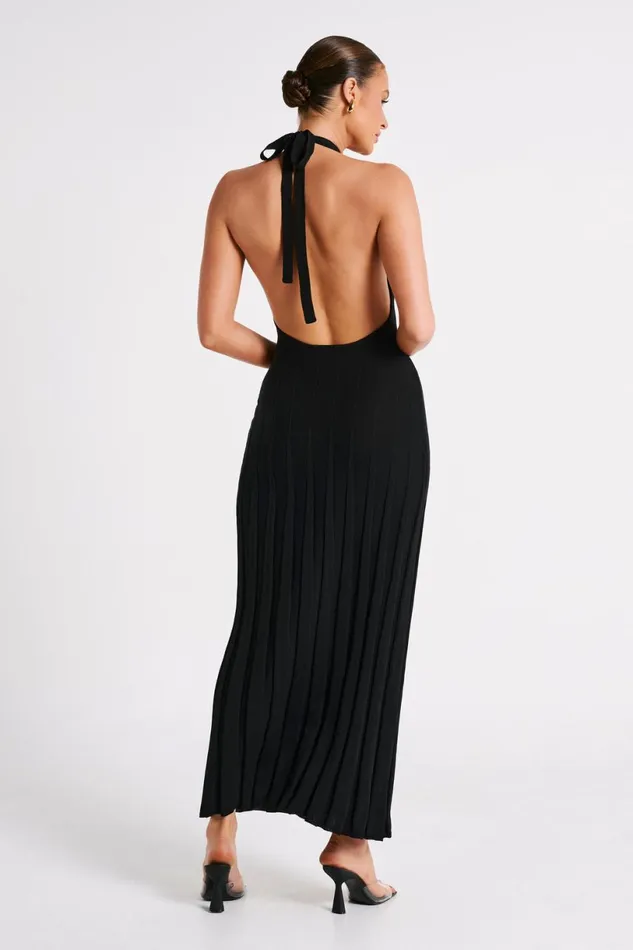 Meshki Maxi Dresses Women Caity Ribbed Halter Maxi Dress 8211 Black Black