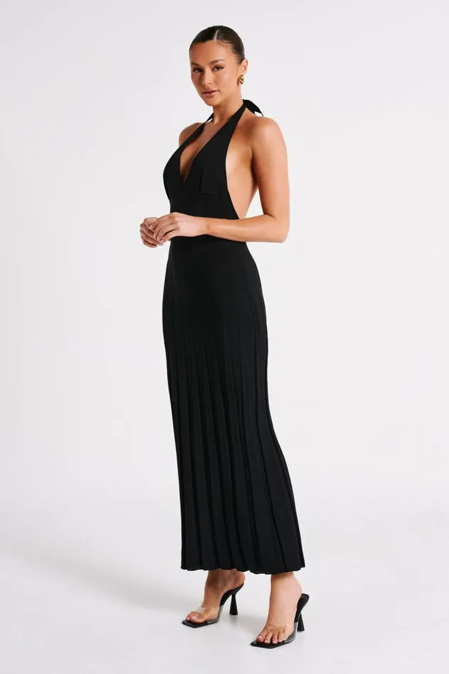 Meshki Maxi Dresses Women Caity Ribbed Halter Maxi Dress 8211 Black Black