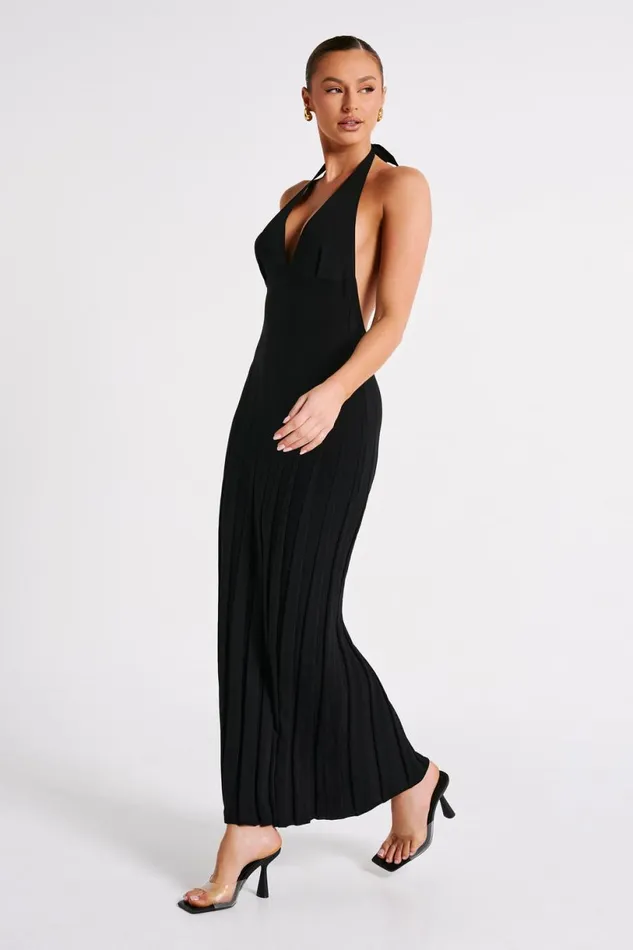 Meshki Maxi Dresses Women Caity Ribbed Halter Maxi Dress 8211 Black Black