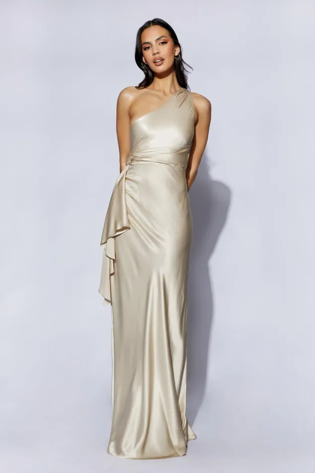 Meshki Maxi Dresses Women Calliope One Shoulder Maxi Dress 8211 Champagne Champagne Meshki Maxi Dresses Women Calliope One Shoulder Maxi Dress 8211 Champagne Champagne